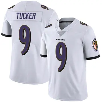 Limited Men's Justin Tucker White Jersey - #9 Football Baltimore Ravens  Platinum Size 40/M