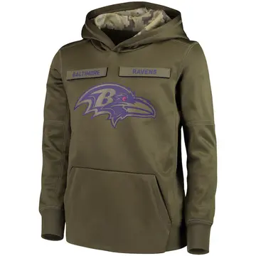 2019 Men's Baltimore Ravens Salute to Service Sideline Therma Pullover  Hoodie